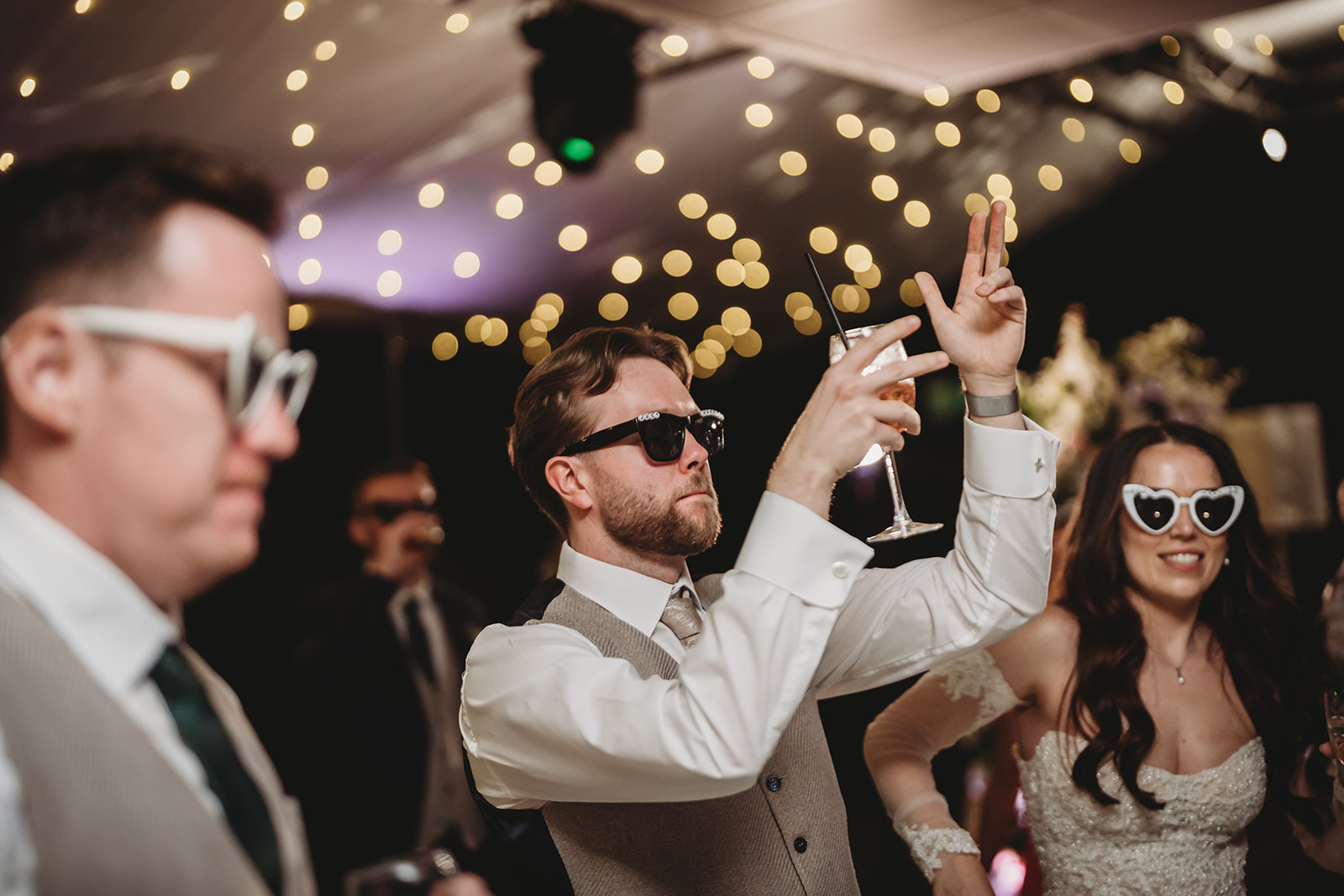 Evening celebration and first dance at a Braxted Park wedding