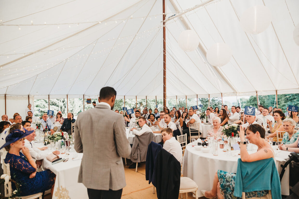 Wedding breakfast in the marquee at Hoath House